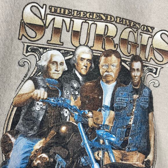 Sturgis Black Hills Motorcycle Rally 2017 Beige Mens T Shirt Size Large - Picture 6 of 8